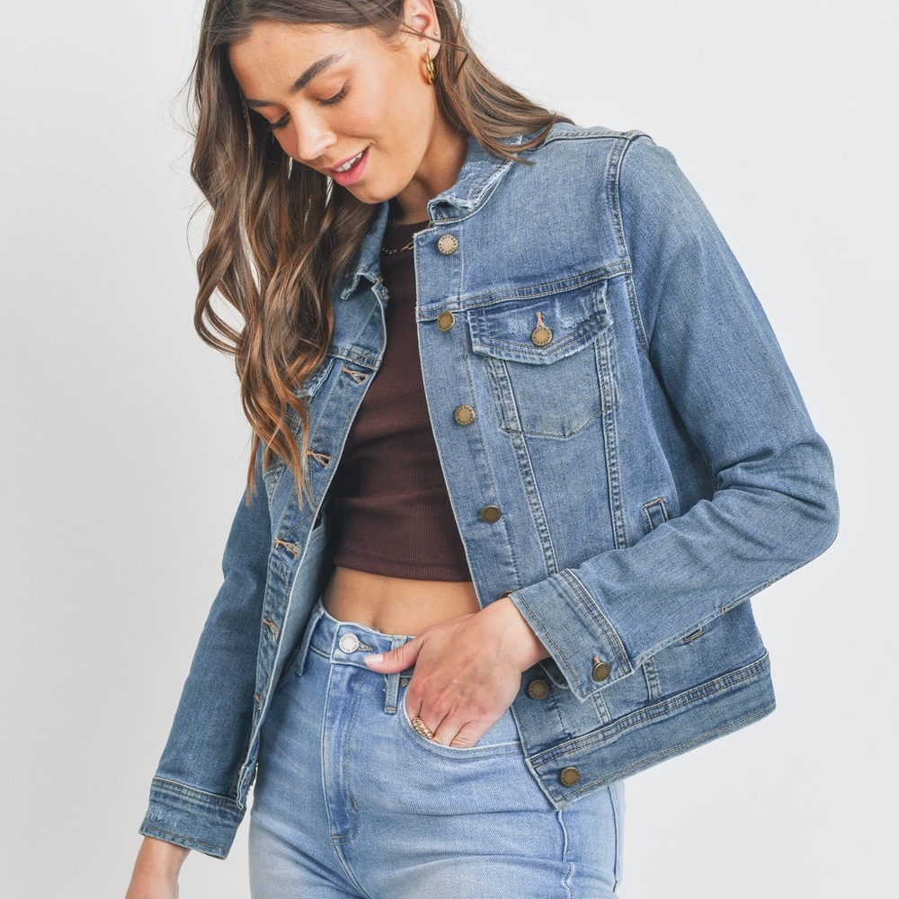 JUST USA denim jacket, size large,